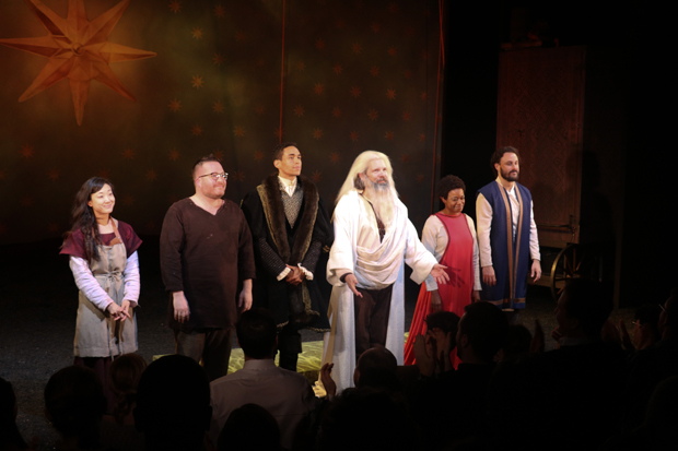 The cast of The Amateurs takes opening night curtain call.