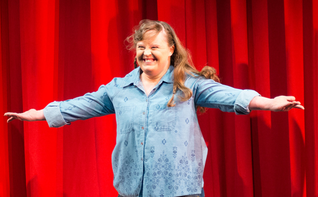 Jamie Brewer takes a bow as Amy and the Orphans opens off-Broadway.