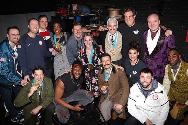 The cast of The Play That Goes Wrong meets the 2018 gold medal-winning US Men&#39;s Olympic Curling Team.