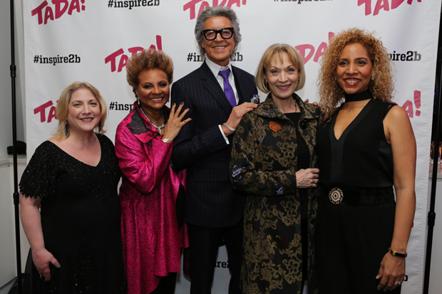 Performers Janine Nina Trevens, Leslie Uggams, Tommy Tune, Dee Hoty, and Danielle Chambers stop for a photo.