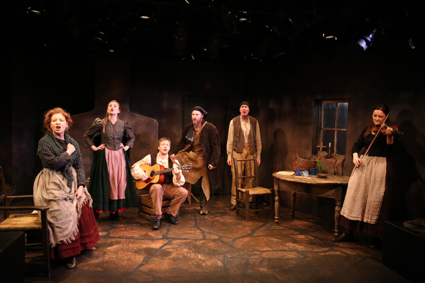 Terry Donnelly, Clare O&#39;Malley, Adam Petherbridge, David O&#39;Hara, Colin Lane, and Jennifer McVey star in Three Small Irish Masterpieces, directed by Charlotte Moore, at Irish Repertory Theatre.