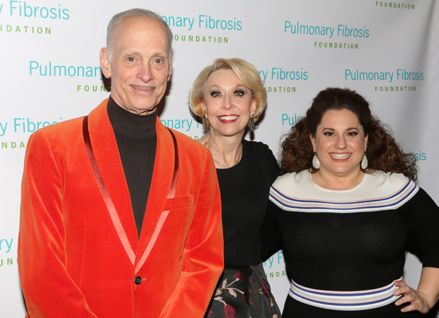 Julie Halston poses with Hairspray film director John Waters and Tony-winning Broadway leading lady Marissa Jaret Winokur.
