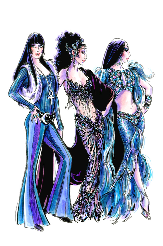 A Bob Mackie costume sketch for The Cher Show.
