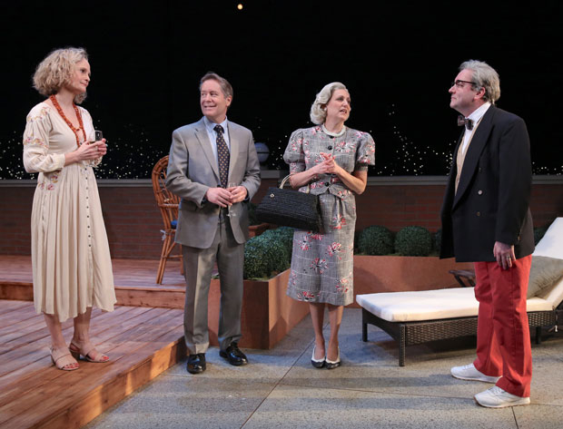 Barbara Garrick, Laurence Lau, Jodie Markell, and Liam Craig in a scene from the Keen Company&#39;s production of A.R. Gurney&#39;s Later Life.