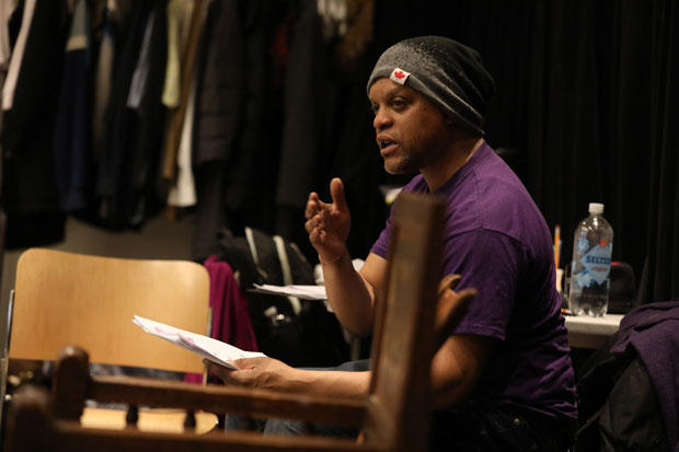 Kevin Mambo rehearses for Mlima&#39;s Tale.