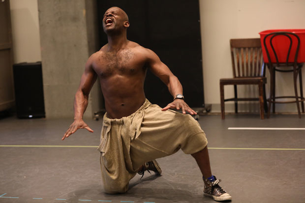 Sahr Ngaujah rehearses a scene for Mlima&#39;s Tale.