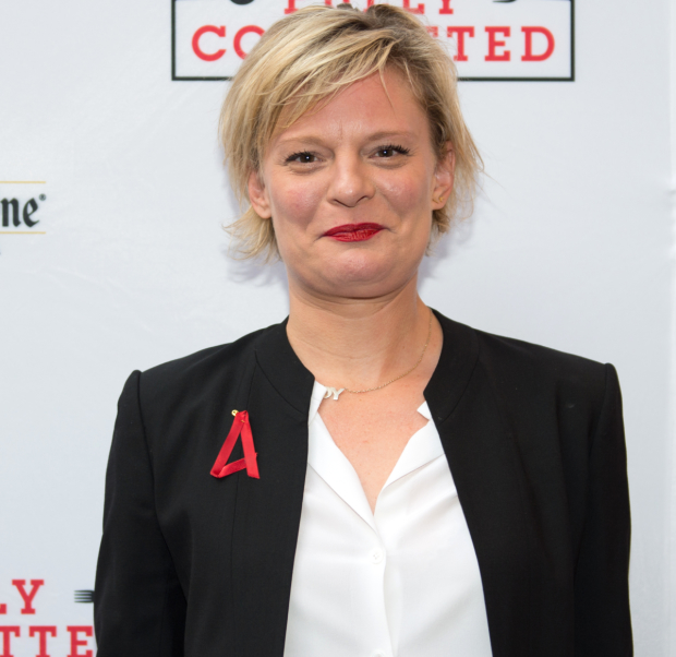 Martha Plimpton, pictured wearing her A is For pin, will be honored with a Golden Shamrock Award at the Gingold Theatrical Group gala on March 17.