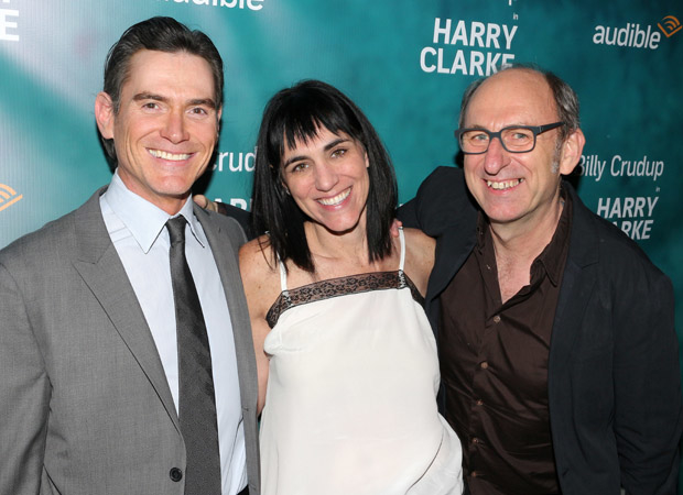 Billy Crudup, Leigh Silverman, and David Cale celebrate the off-Broadway reopening of Harry Clarke at the Minetta Lane Theatre.