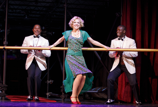 Heléne Yorke (center), with Daniel Yearwood and James T. Lane, in Grand Hotel at New York City Center.