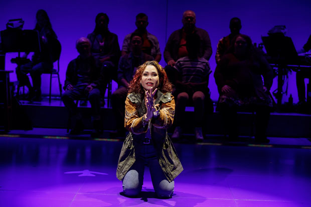 Daphne Rubin-Vega stars as Beatriz in Miss You Like Hell, directed by Lear deBessonet, at the Public Theater.