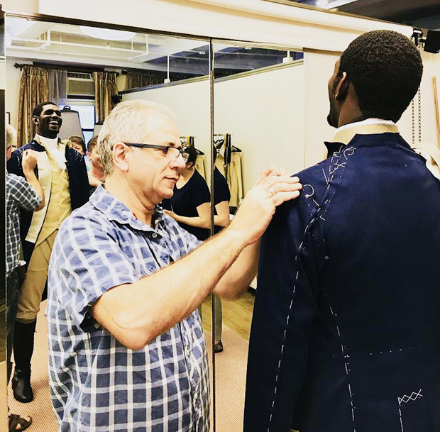 Carvens Lissaint attends a costume fitting for Hamilton.