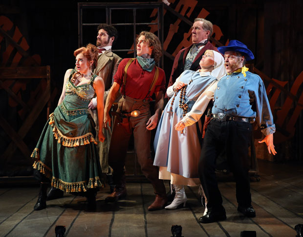 Lauren Molina, Peter Saide, Conor Ryan, Nick Wyman, Emma Degerstedt, and Gary Marachek in the York Theatre Company production of Desperate Measures.