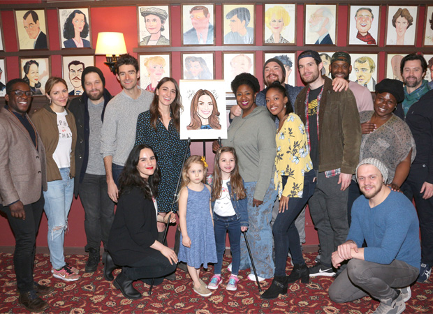 The company of Waitress joins Sara Bareilles at the presentation of her portrait.