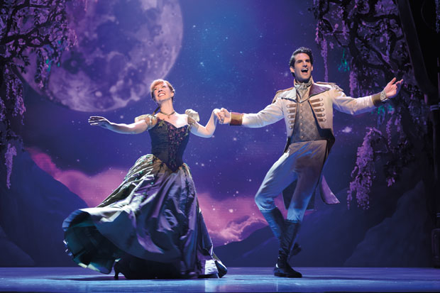 Patti Murin and John Riddle in Frozen, which will release an original Broadway cast recording in the spring.
