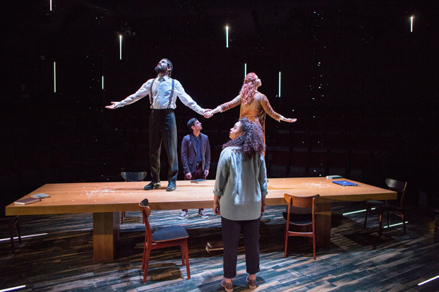 Dave Klasko, Daniel Eric Gold, Michelle Beck, and Ali Rose Dachis star in Anna Ziegler&#39;s The Wanderers, directed by Barry Edelstein, at the Old Globe.