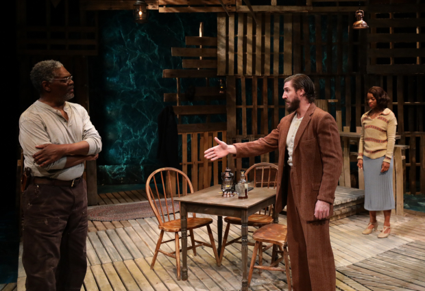 Johnny Lee Davenport, Dan Whelton, and Lindsey McWhorter in a scene from Anna Christie, directed by Scott Edmiston, at Lyric Stage Company 