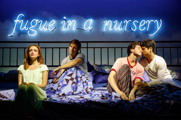 Roxanna Hope Radja, Ward Horton, Michael Urie, and Michael Rosen in the Second Stage Theater off-Broadway production of Harvey Fierstein&#39;s Torch Song, which will transfer to Broadway in the fall.