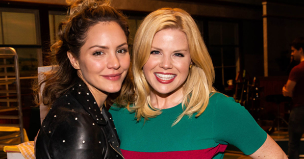 Katharine McPhee, star of Broadway&#39;s Waitress, is paid a visit by former Smash costar Megan Hilty.