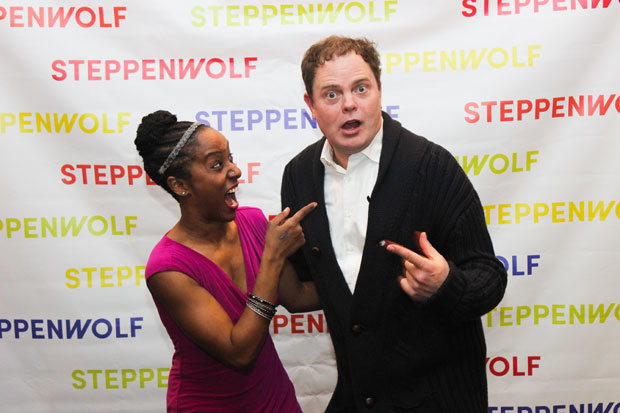 Cast members Celeste M. Cooper and Rainn Wilson have a little fun on opening night.