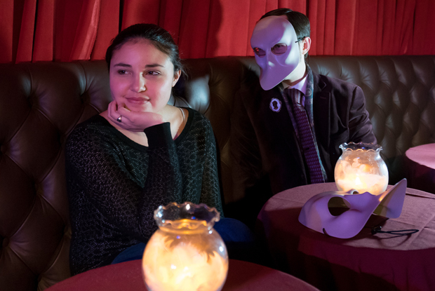 Zach argues to Hayley that the masks are an integral part of the storytelling in Sleep No More.