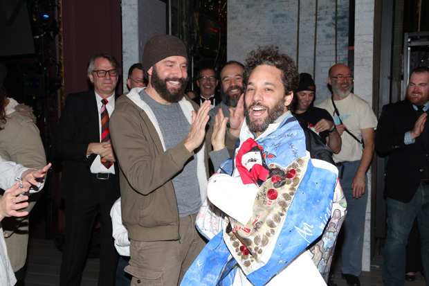 Jeffrey Schechter receives a Gypsy Robe on opening night of Fiddler on the Roof.