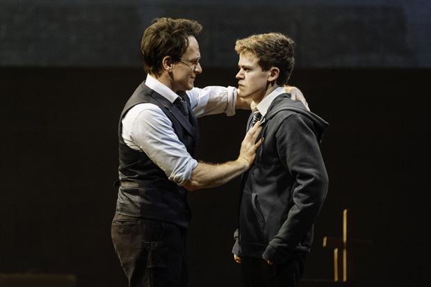 Jamie Parker plays Harry Potter, and Sam Clemmett plays Albus Severus Potter in Harry Potter and the Cursed Child.