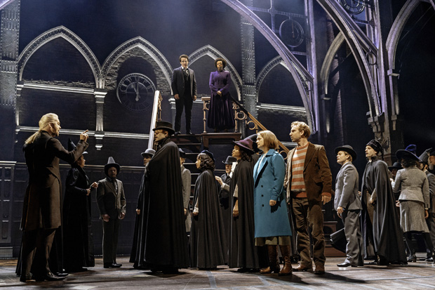 Forty actors make up the Broadway company of J.K. Rowling, Jack Thorne, and John Tiffany&#39;s Harry Potter and the Cursed Child, directed by Tiffany, at the Lyric Theatre.