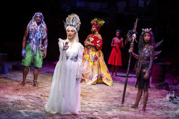 The cast of Once on This Island at Circle in the Square Theatre.