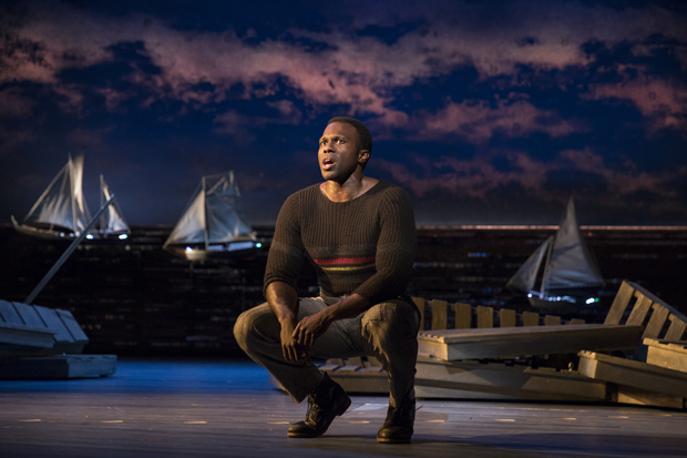 Joshua Henry stars as Billy Bigelow in the Broadway revival of Carousel.