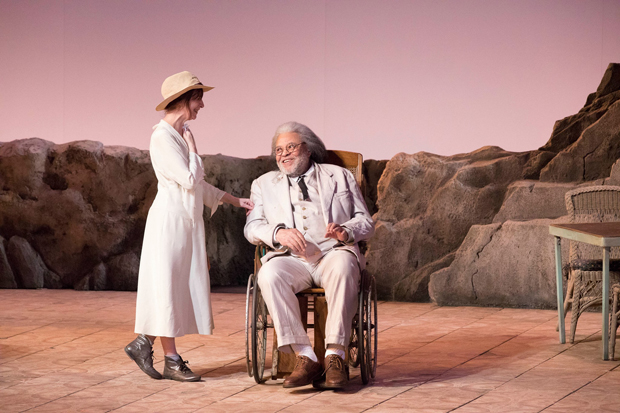 Amanda Plummer (Hannah Jelkes) and James Earl Jones (Nonno/Jonathan Coffin) in American Repertory Theater&#39;s production of The Night of the Iguana.