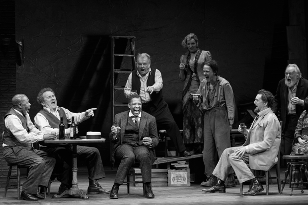 Michael Potts, Colm Meaney, Denzel Washington, Jack McGee, Tammy Blanchard, Neal Huff, Reg Rogers, and Dakin Matthews in Eugene O&#39;Neill&#39;s The Iceman Cometh, directed by George C. Wolfe, at Broadway&#39;s Bernard B. Jacobs Theatre.