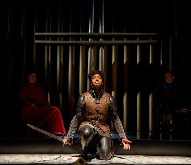 Condola Rashad stars as Joan in Saint Joan, directed by Daniel Sullivan, at the Samuel J. Friedman Theatre.