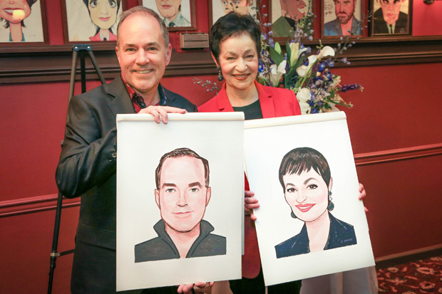 Tony winning songwriting duo Stephen Flaherty and Lynn Ahrens received portraits to be mounted on Sardi&#39;s wall of fame.