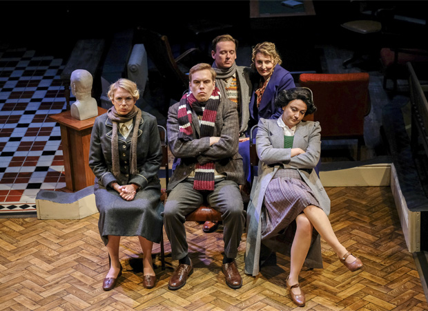 Frances Marshall, Laurence Pears, Antony Eden, Laura Matthews, and Louise Shuttleworth in A Brief History of Women, written and directed by Alan Ayckbourn.