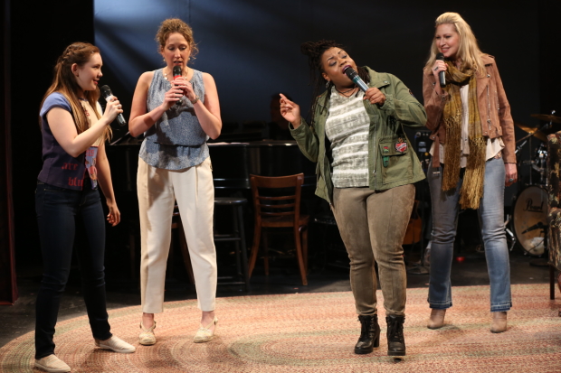 Courtney Balan, Celeste Rose, Luba Mason, and Allyson Kaye Daniel in a scene from Unexpected Joy, directed by Amy Anders Corcoran, at the York Theatre Company.