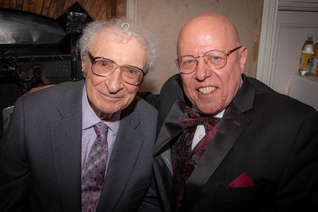 Sheldon Harnick and Albert Bergeret celebrate at the New York Gilbert &amp; Sullivan Players gala.