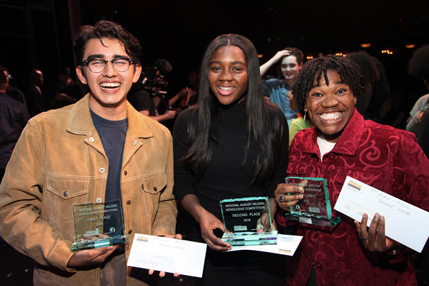 Gerard Navarro, Nia Sarfo, and Teslyne Junior, winners of the 10th Annual August Wilson Monologue Competition