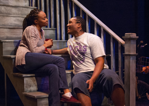Tiffany Addison and Geno Walker in a scene from To Catch a Fish, directed by Ron OJ Parson, at TimeLine Theatre Company.