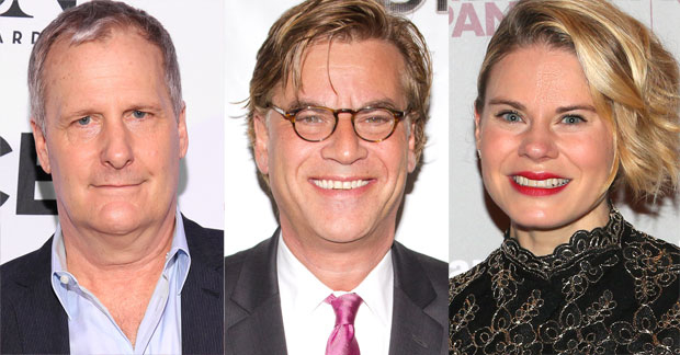 The Broadway premiere of Aaron Sorkin&#39;s (center) adaptation of To Kill a Mockingbird — set to star Jeff Daniels (left) and Celia Keenan-Bolger (right) — is back on track. 