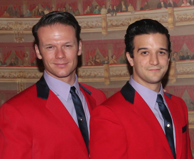 Nicolas Dromard and Mark Ballas will reprise their Broadway performances as Tommy DeVito and Frankie Valli in Jersey Boys at The Muny this summer.