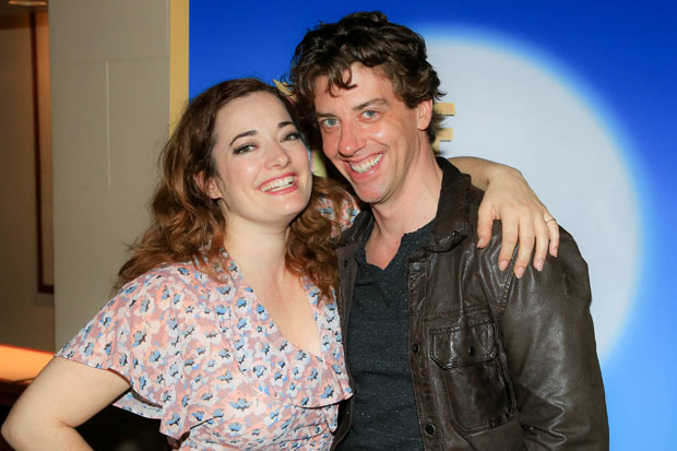 Laura Michelle Kelly and Christian Borle say goodbye on closing night of the Encores! production of Me and My Girl at the New York City Center.