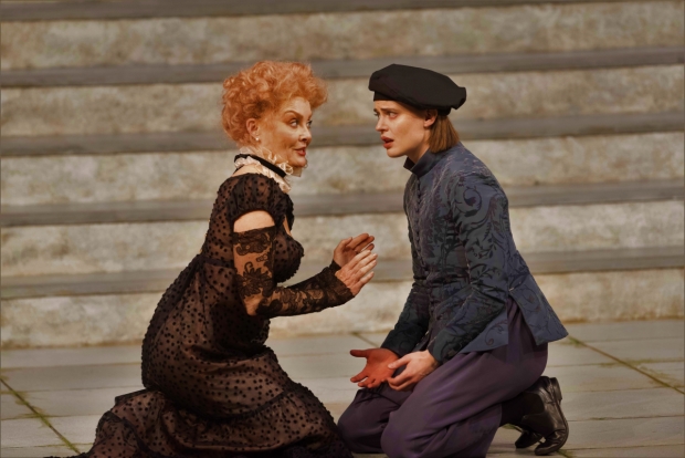 Elizabeth Heflin plays Olivia, and Susanna Stahlmann plays Viola in Twelfth Night.