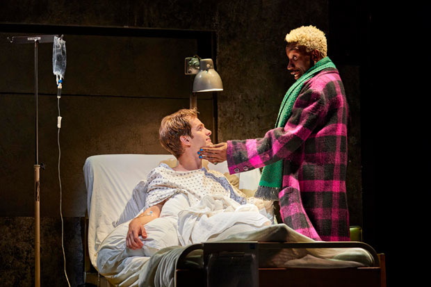 Andrew Garfield and Nathan Stewart-Jarrett in Angels in America at the Neil Simon Theatre.