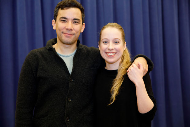 Conrad Ricamora and Alyse Alan Louis in rehearsals for Soft Power.
