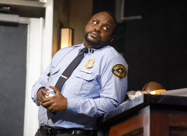 Brian Tyree Henry as William in Kenneth Lonergan&#39;s Lobby Hero, produced by Second Stage Theater.