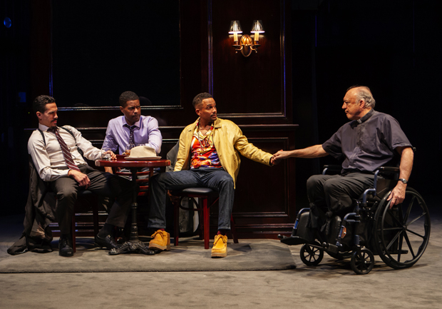Joey Auzenne, Jimonn Cole, Hill Harper, and John Doman in Phylicia Rashad&#39;s production of Our Lady of 121st Street by Stephen Adly Guirgis.