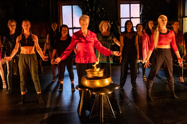 Kathleen Chalfant (center) leads the cast of Women on Fire, directed by Chris Henry, at the Royal Family Performing Arts Space.