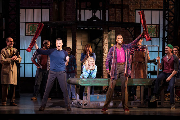 Tyler Glenn, Carrie St. Louise, and J. Harrison Ghee lead the cast of Kinky Boots at Broadway&#39;s Al Hirschfield Theatre