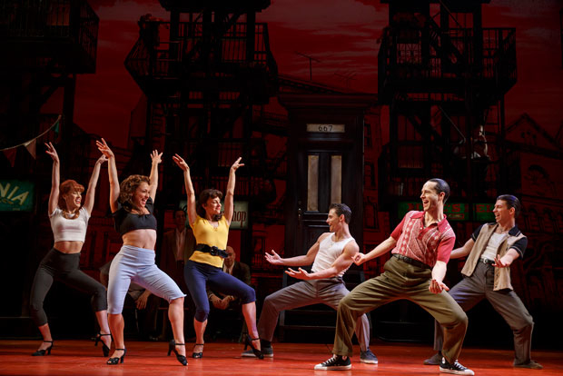 The Broadway cast of A Bronx Tale at the Longacre Theatre.