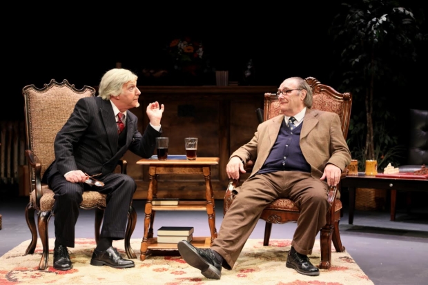 Gordon Tett (J.R.R. Tolkien) and playwright David Payne (C.S. Lewis) in a scene from Lewis and Tolkien: Of Wardrobes and Rings, directed by Marc Whitmore, at the Sheen Center.